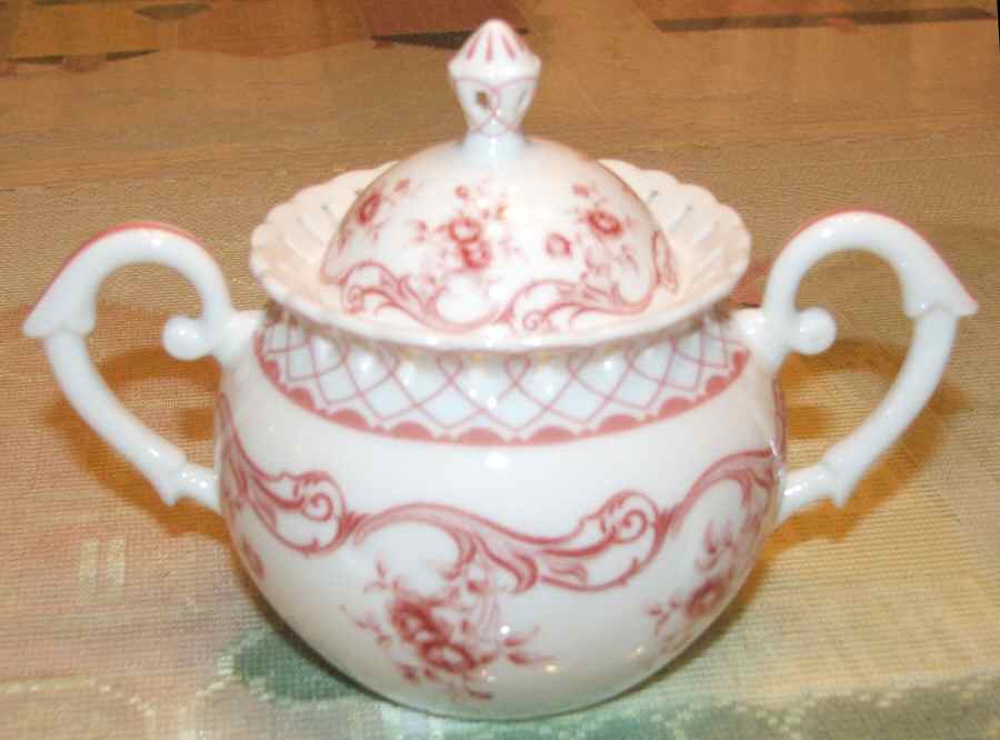 Pink Vine Sugar Bowl & Lid by Gracie Bone China-1