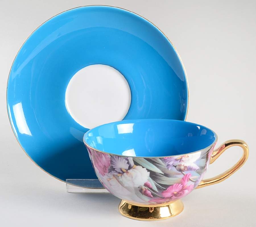 Satin Shelley Footed Cup & Saucer Set by Gracie Bone China-1