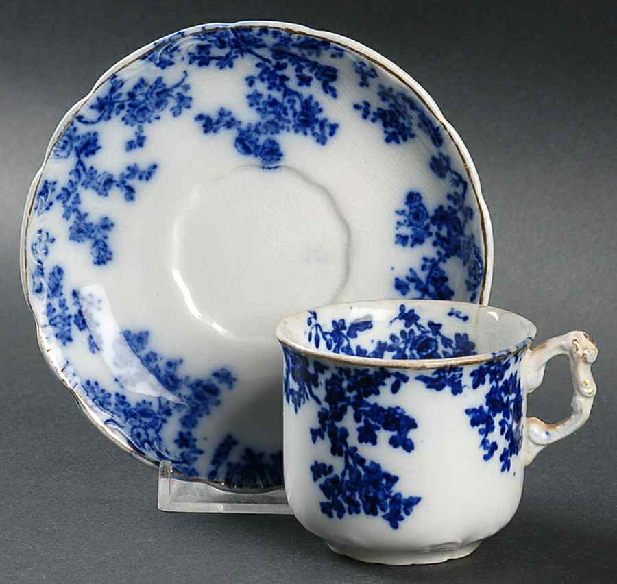 Olympia Blue (Cobalt) Flat Demitasse Cup & Saucer Set by Grindley-1