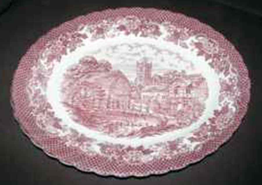 Merrie Olde England Pink 11" Oval Serving Platter by Grindley-1