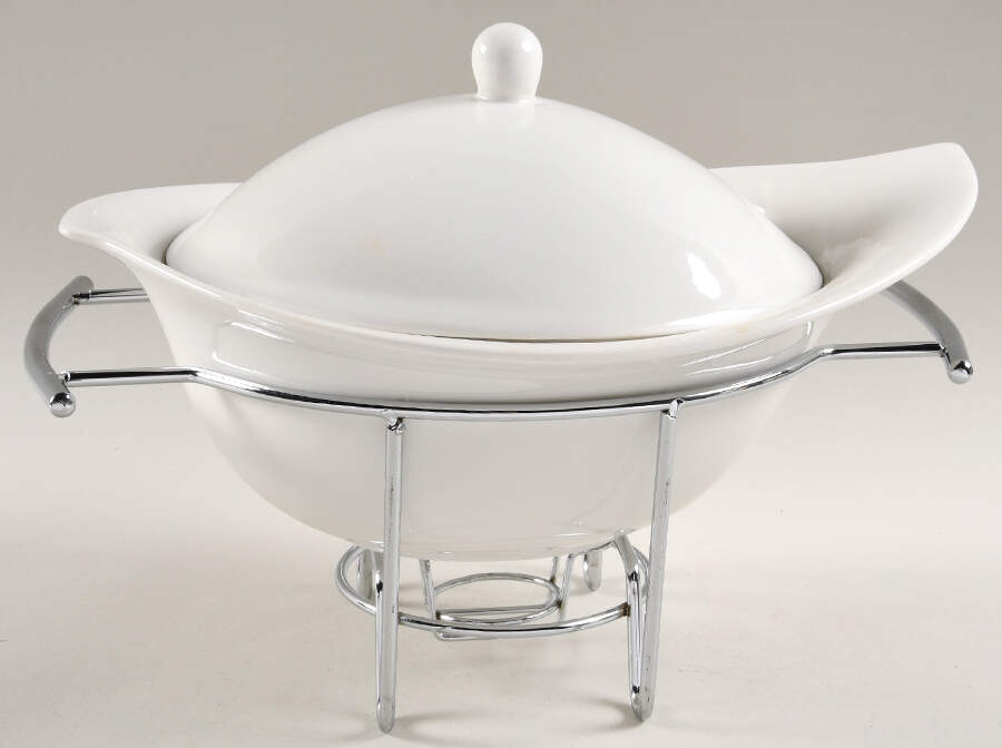Natural Curve 1 Qt Square Covered Casserole & Metal Stand by Godinger-1