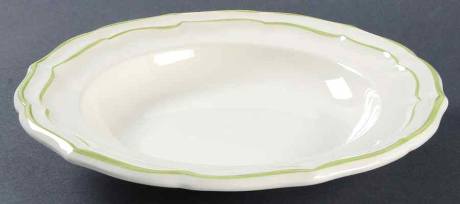 Filets Vert (GREEN) Large Rim Soup Bowl by Faiencerie De Gien-1