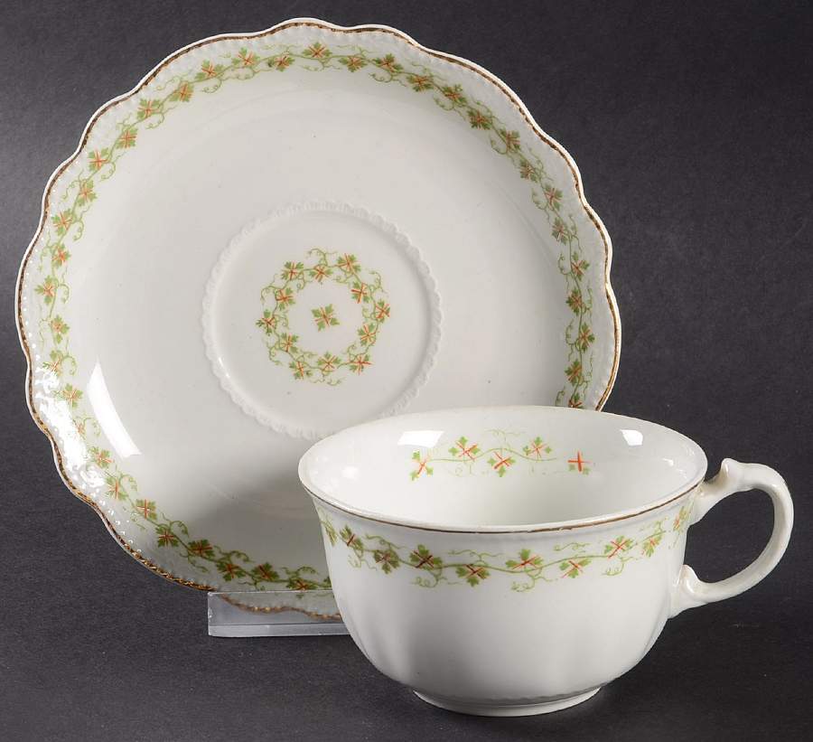 Ivy Flat Cup & Saucer Set by Grindley-1