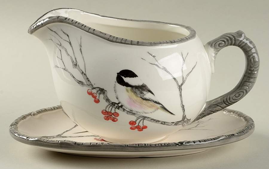 Winter Chickadee Gravy Boat & Underplate by Global Design Connections-1