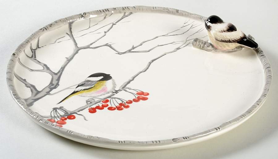Winter Chickadee 12' Round Tray by Global Design Connections-1