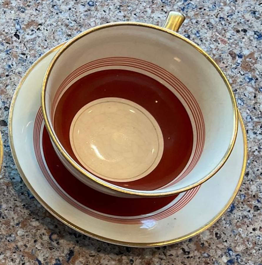 Sunrise Flat Cup & Saucer Set by Grays Pottery-1
