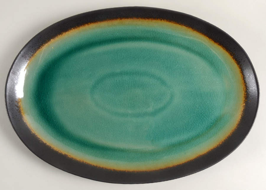 Ocean Paradise Jade 15" Oval Serving Platter by Gibson Designs-1