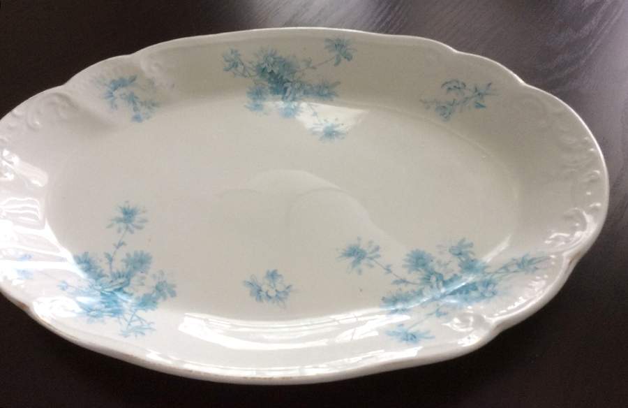 Daisy Blue 15" Oval Serving Platter by Grindley-1