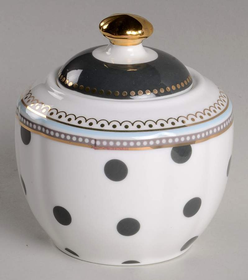 Scallop Navy Sugar Bowl & Lid by Grace's Teaware-1