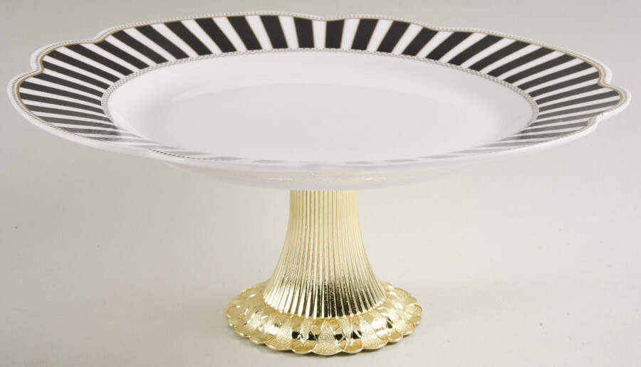 Josephine Black Cake Stand with 4"-5" Metal Pedestal  Hc by Grace's Teaware-1