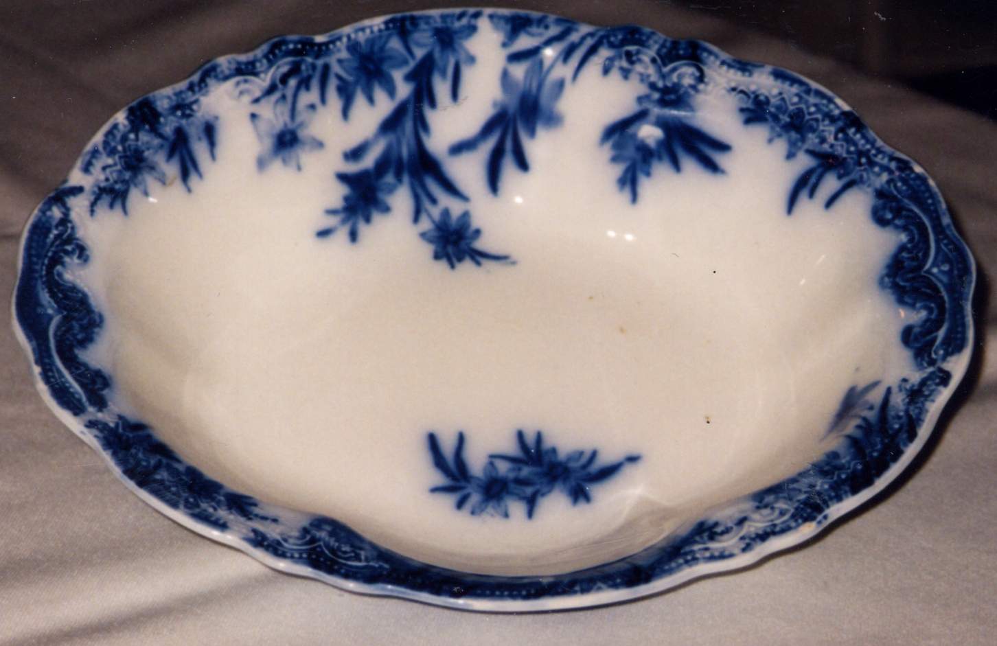 Dover (Flow Blue, No Gold Accents) 10" Oval Vegetable Bowl by Grindley-1