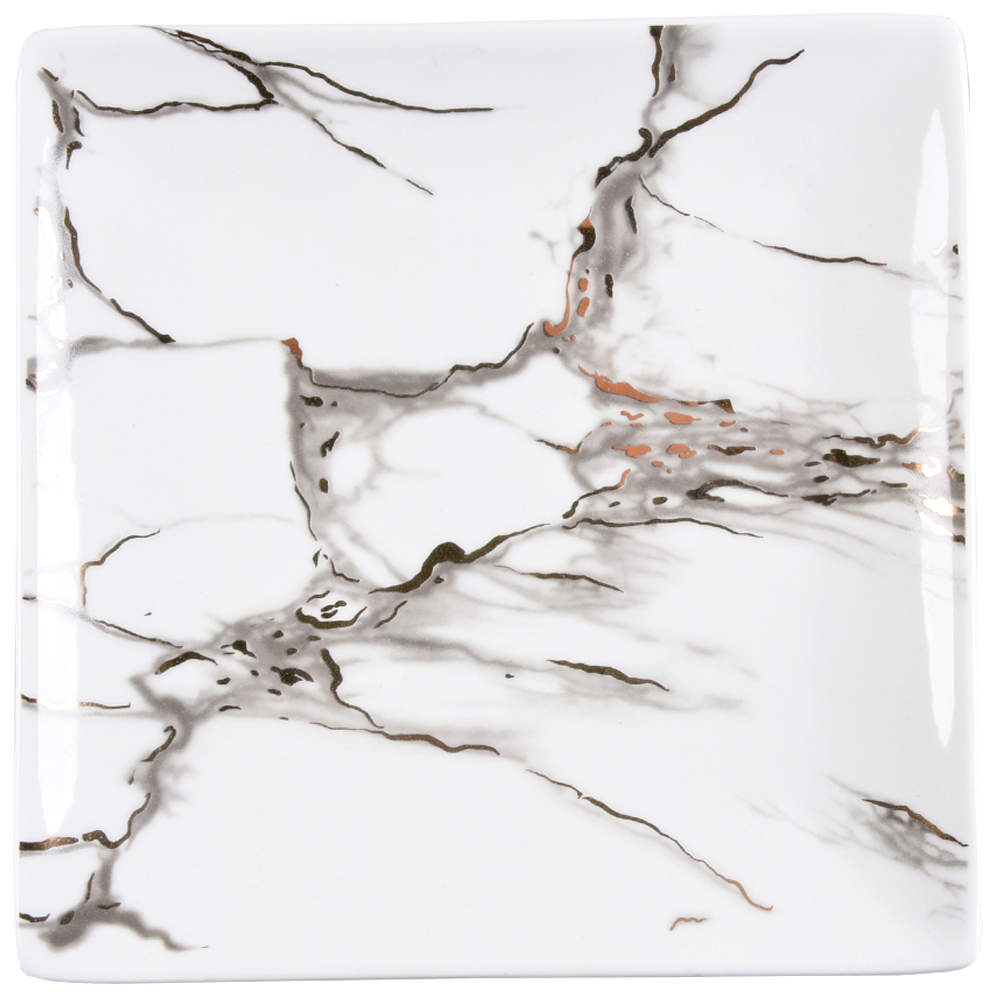 Grey Gold Marble Square Salad Plate by Grace's Teaware-1