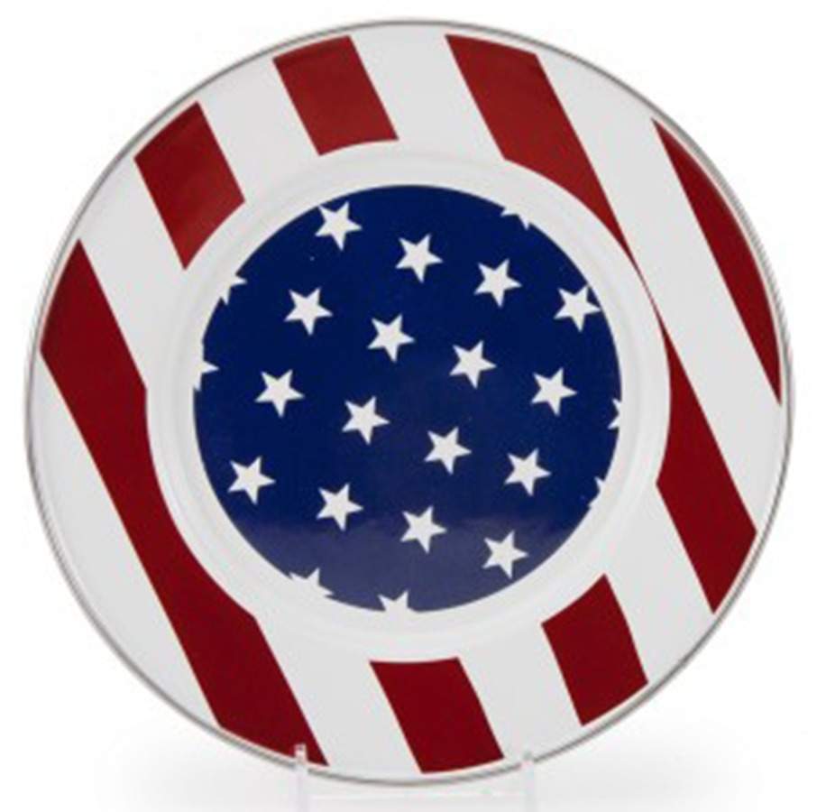 Stars and Stripes Enamelware Dinner Plate by Golden Rabbit Enamelware-1