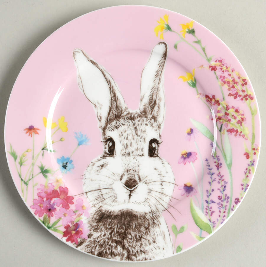 Forest Bunny Dessert/Pie Plate by Gracie Bone China-1