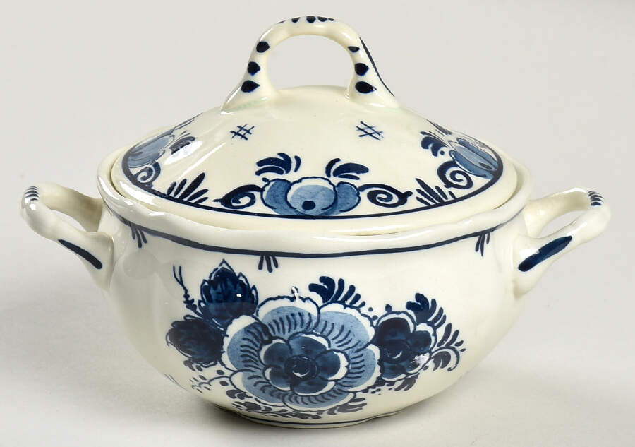 Blue Deft Sugar Bowl & Lid by Royal Goedewaagen-1
