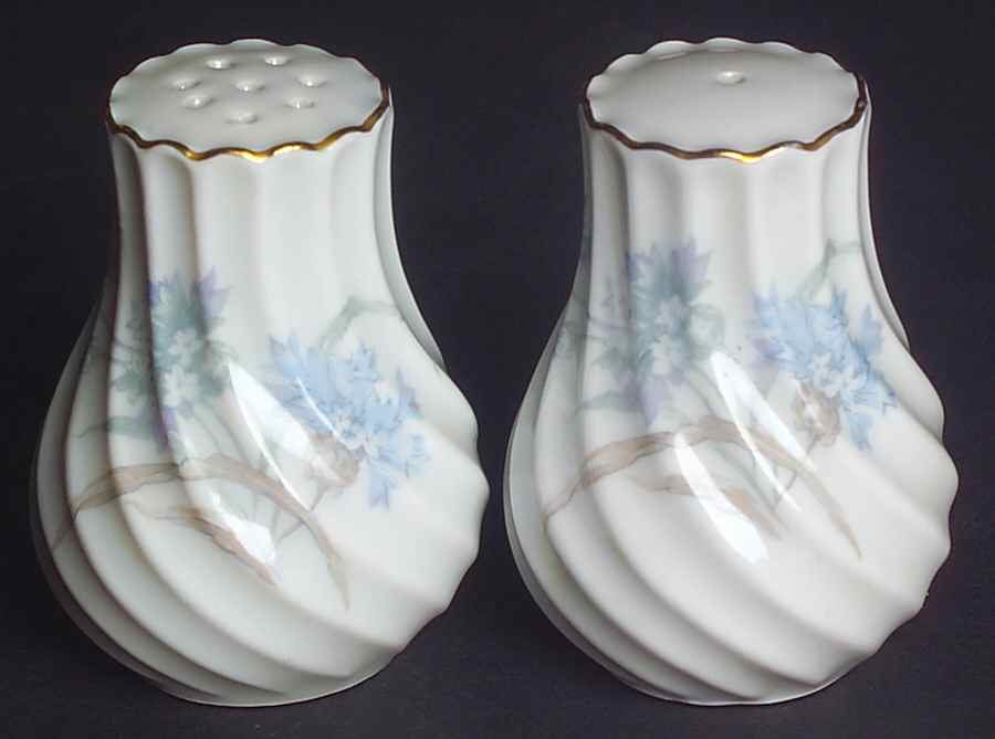 Bergere (Blue Flowers, Gold Verge) Salt & Pepper Set by Haviland-1