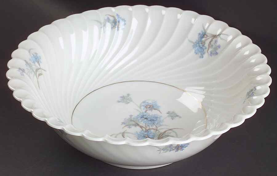 Bergere (Blue Flowers, Gold Verge) 10" Large Salad Serving Bowl by Haviland-1