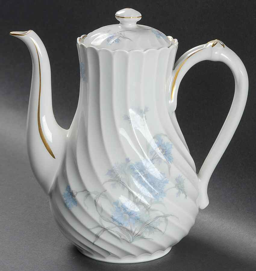 Bergere (Blue Flowers, Gold Verge) Small Coffee Pot & Lid by Haviland-1