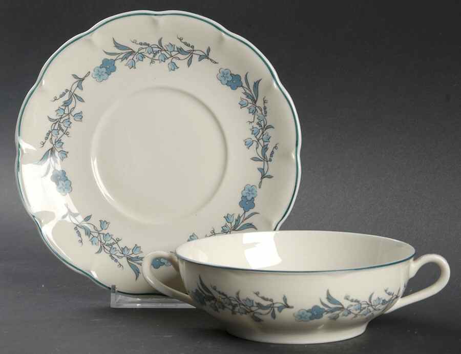 Coronation Flat Cream Soup Bowl & Saucer Set by Haviland-1