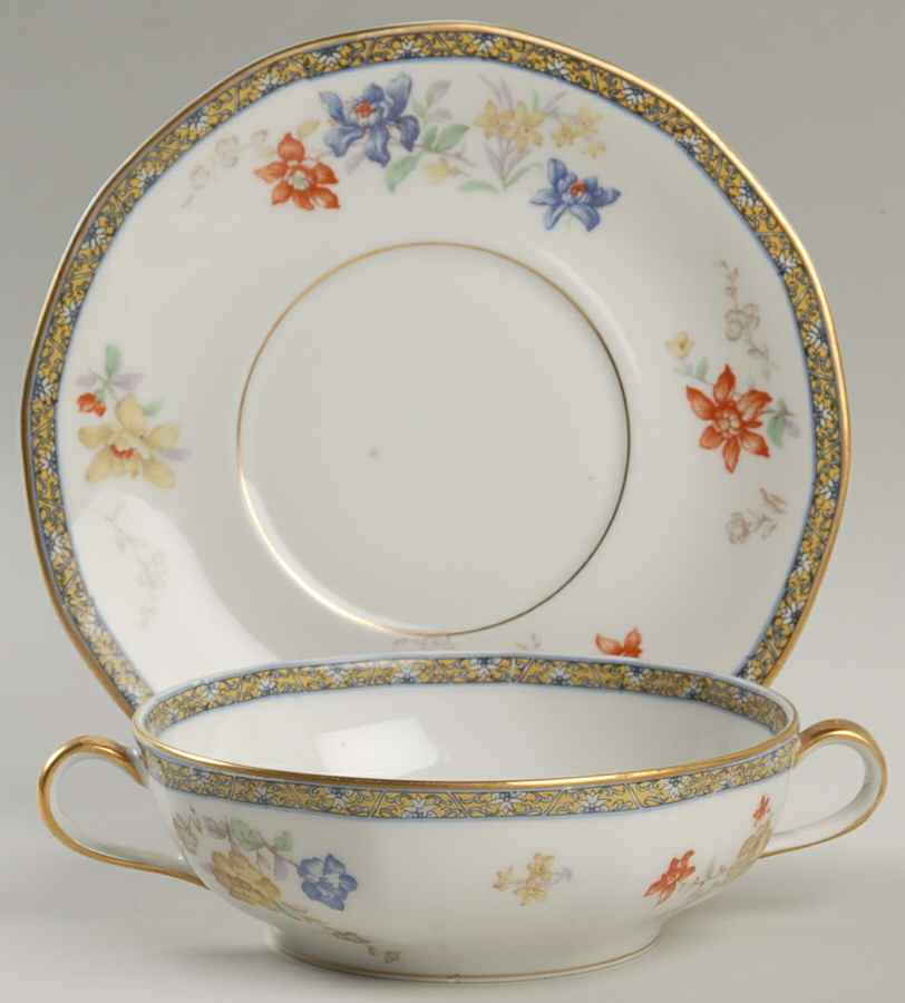 Ganga Flat Cream Soup Bowl & Saucer Set by Haviland-1