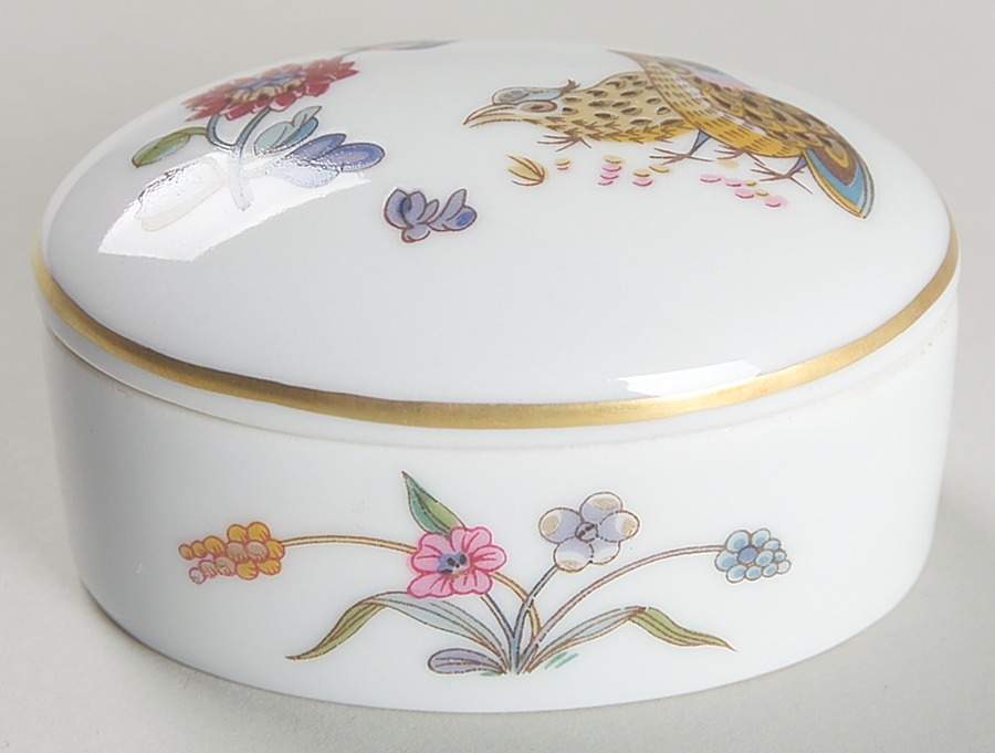 Golden Quail Oval Box & Lid by Haviland-1