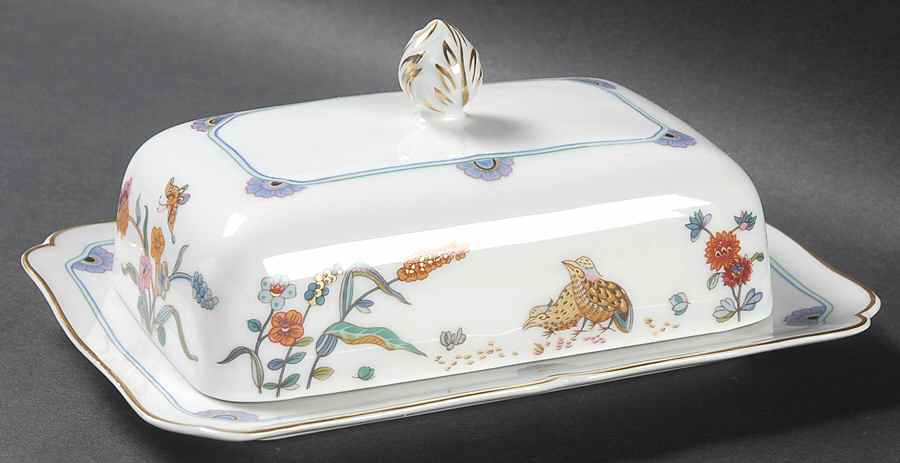 Golden Quail Rectangular Covered Butter by Haviland-1