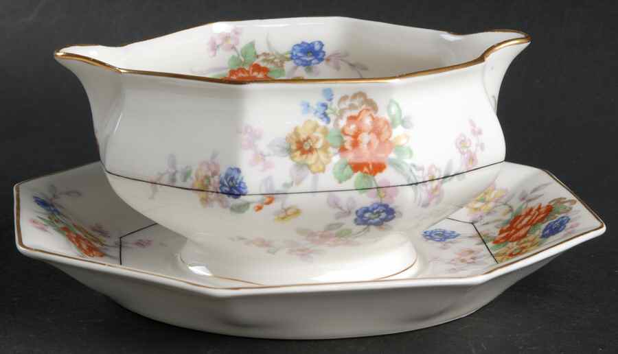 Jewel (White) Gravy Boat with Attached Underplate by Haviland-1