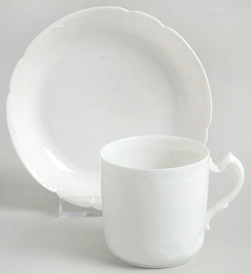 Marseille (All White) Flat Demitasse Cup & Saucer Set by Haviland-1