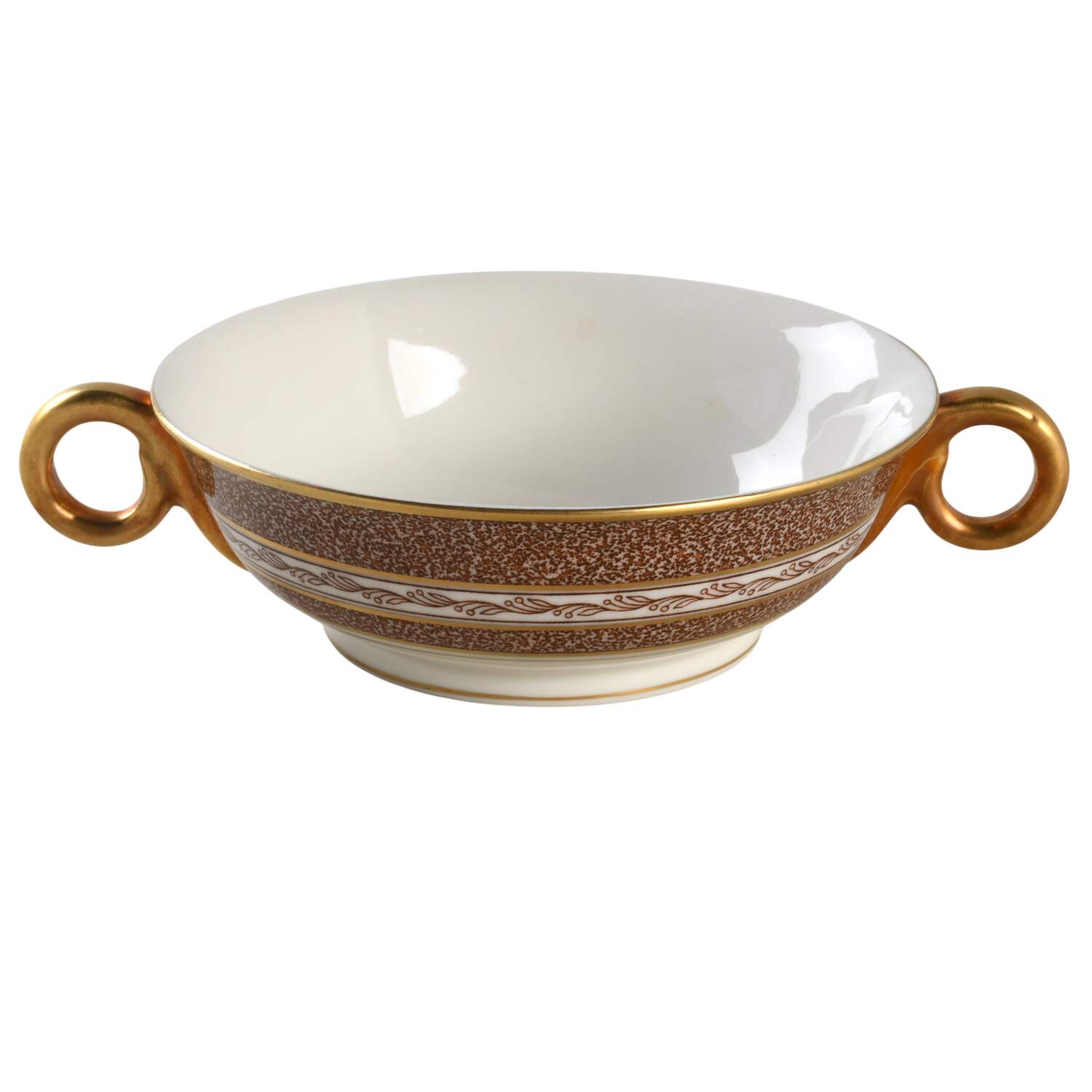 Mosaic Brown Footed Cream Soup Bowl by Haviland-1