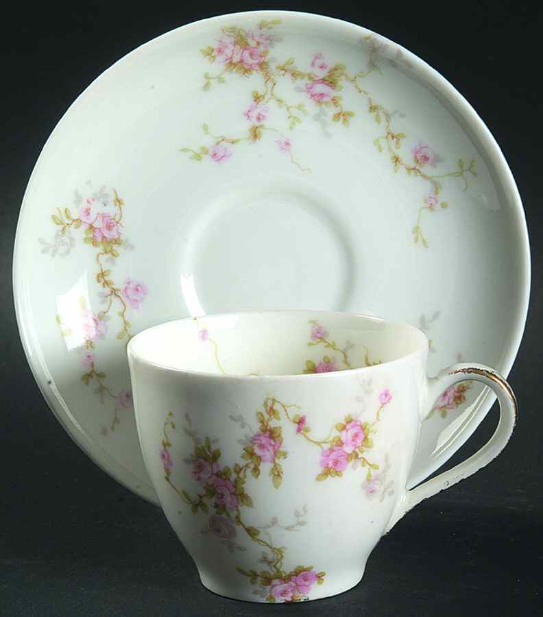 Pink Spray Flat Demitasse Cup & Saucer Set by Haviland-1
