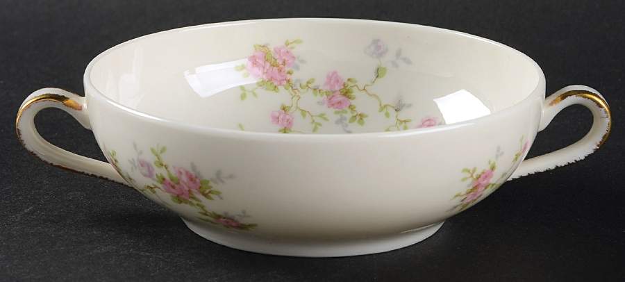 Pink Spray Flat Cream Soup Bowl by Haviland-1