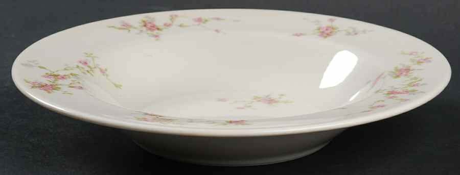 Pink Spray Rim Soup Bowl by Haviland-1