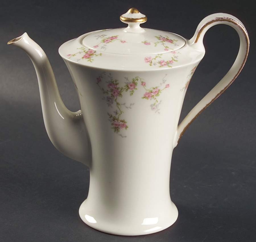 Pink Spray Coffee Pot & Lid by Haviland-1