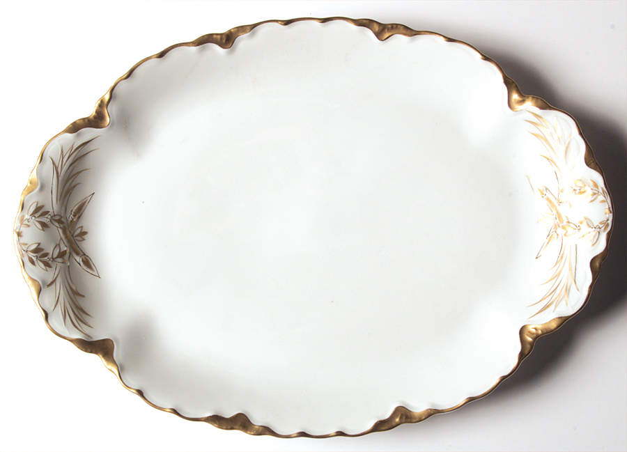 Ranson (Gold Trim) 11" Oval Serving Platter by Haviland-1