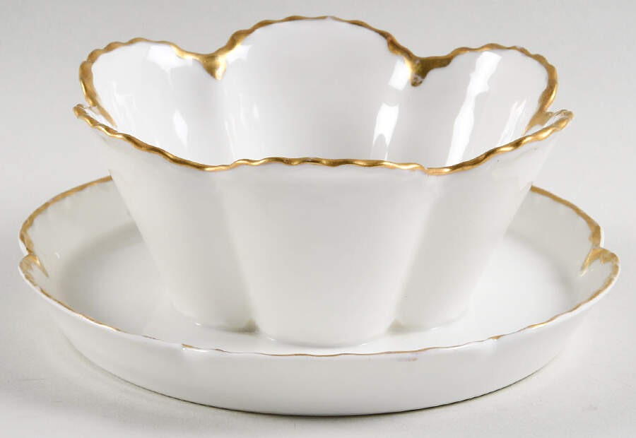 Ranson (Gold Trim) Mayonnaise with Attached Underplate by Haviland-1
