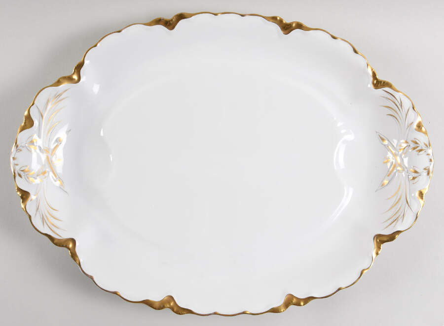 Ranson (Gold Trim) 18" Oval Serving Platter with Well by Haviland-1