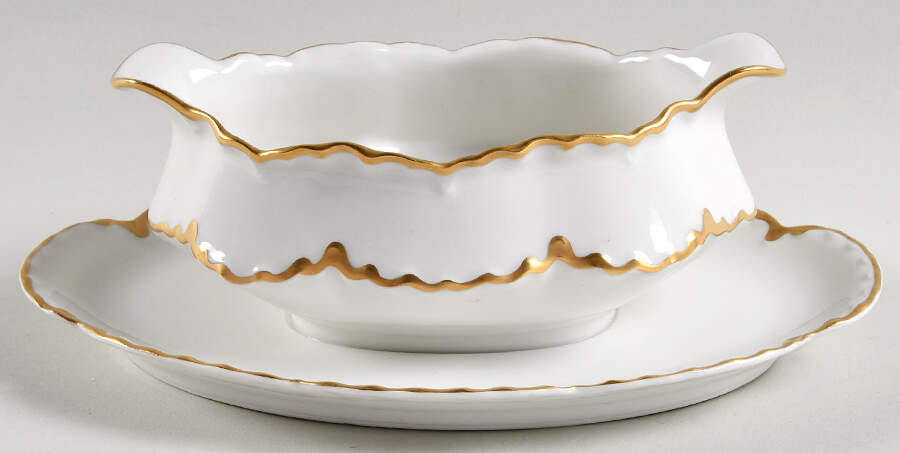 Ranson (Gold Trim) Gravy Boat with Attached Underplate by Haviland-1