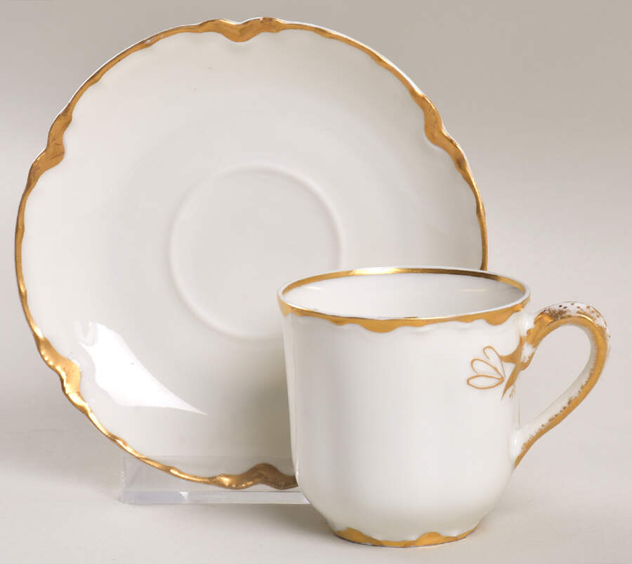 Ranson (Gold Trim) Flat Demitasse Cup & Saucer Set by Haviland-1