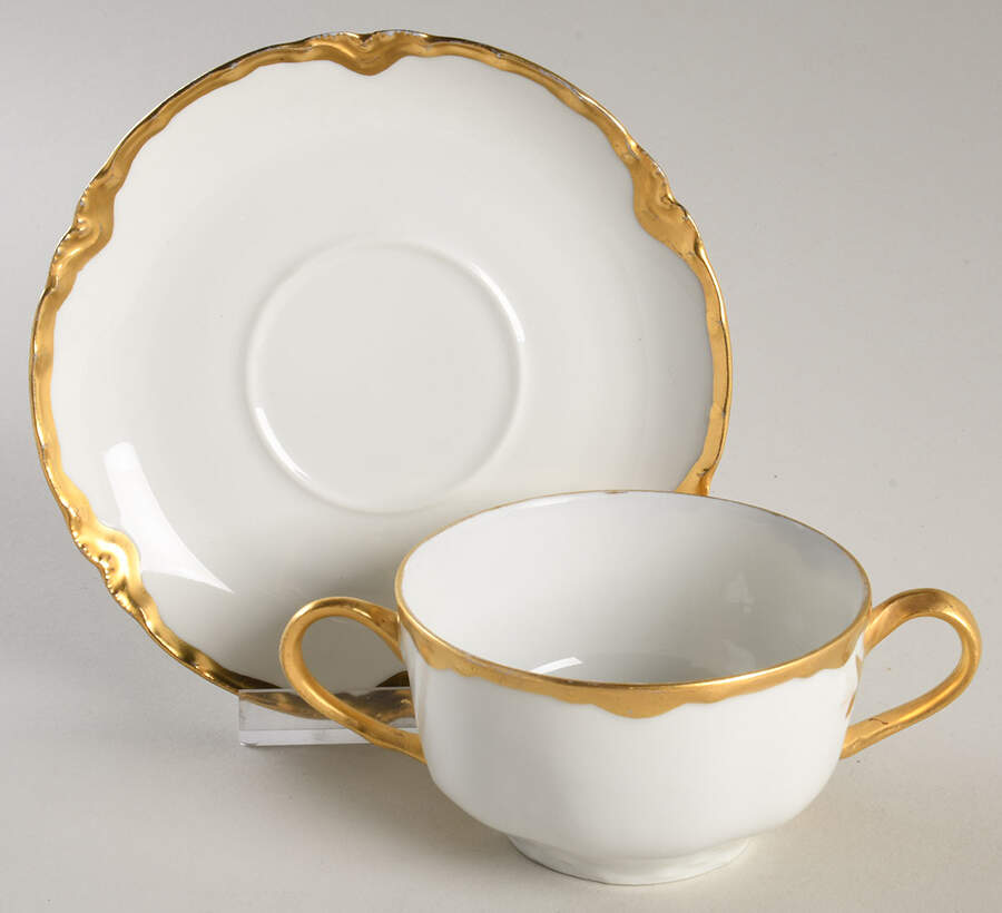 Ranson (Gold Trim) Bouillon Soup & Saucer Set by Haviland-1