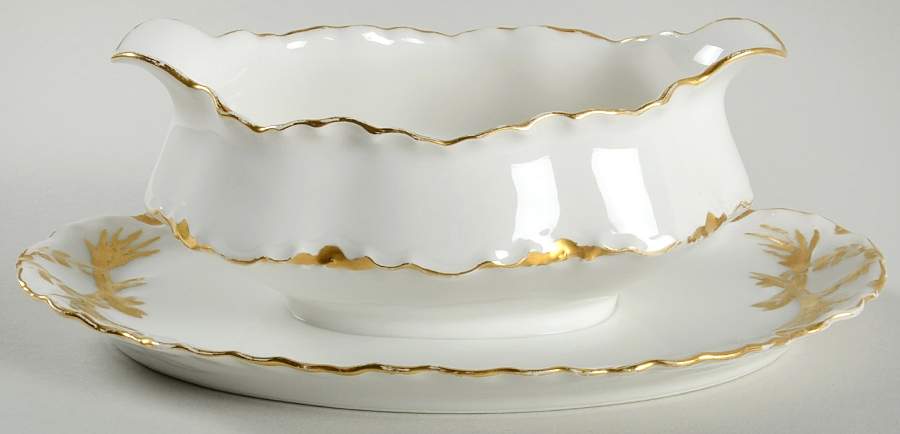 Ranson (Gold Trim) Gravy Boat with Attached Underplate by Haviland-1