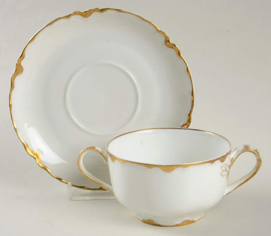 Ranson (Gold Trim) Bouillon Soup & Saucer Set by Haviland-1