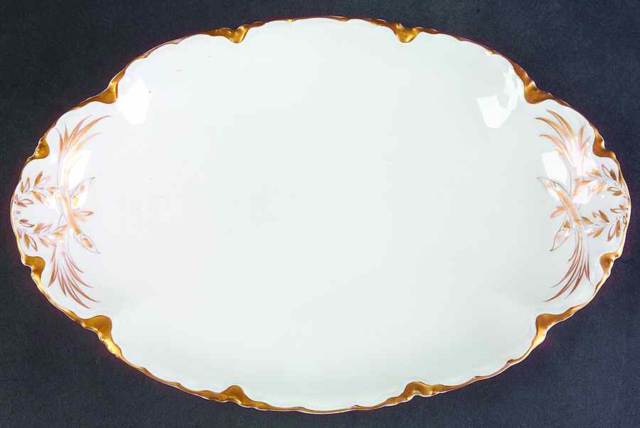 Ranson (Gold Trim) 11" Oval Serving Platter by Haviland-1