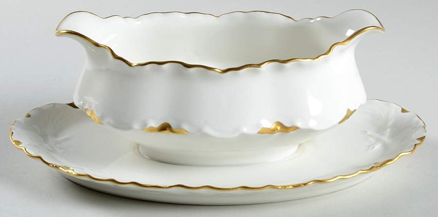 Ranson (Gold Trim) Gravy Boat with Attached Underplate by Haviland-1