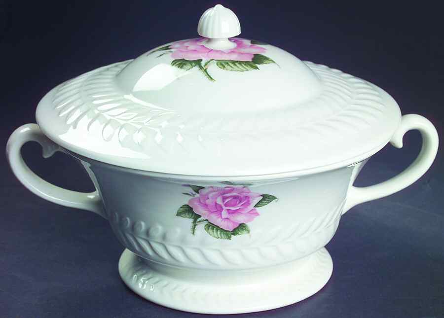 Regents Park Rose Round Covered Vegetable by Haviland-1