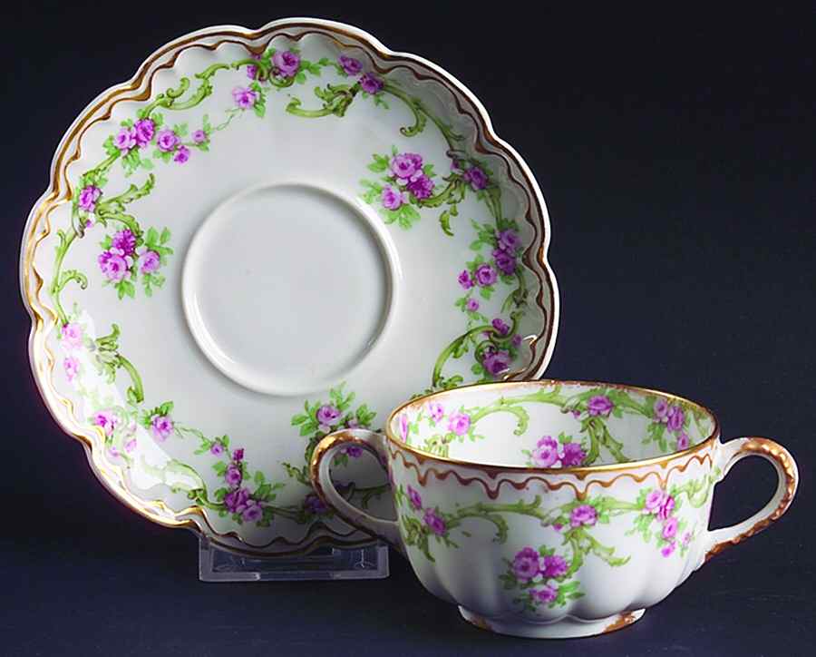 Schleiger 1045a Flat Bouillon Cup & Saucer by Haviland-1
