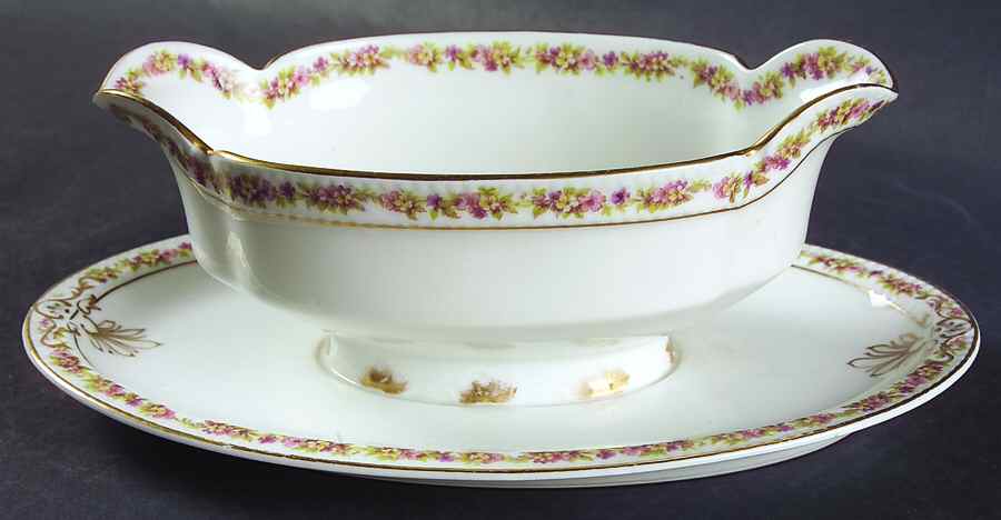 Schleiger 524J Gravy Boat with Attached Underplate by Haviland-1