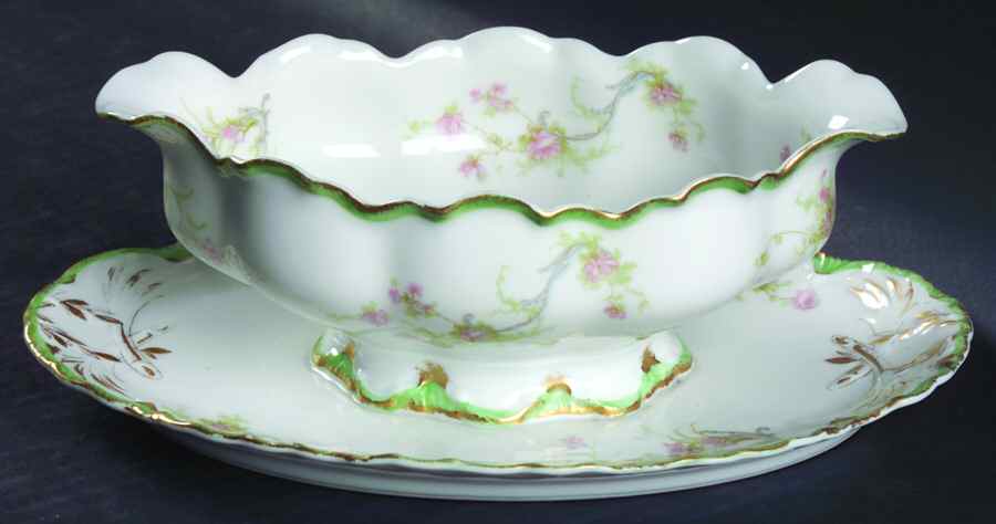 Schleiger 57H Gravy Boat with Attached Underplate by Haviland-1