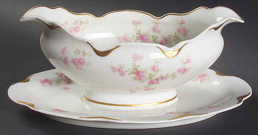 Schleiger 67D Gravy Boat with Attached Underplate by Haviland-1