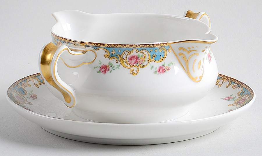 Schleiger 700B (No Trim) Gravy Boat with Attached Underplate by Haviland-1