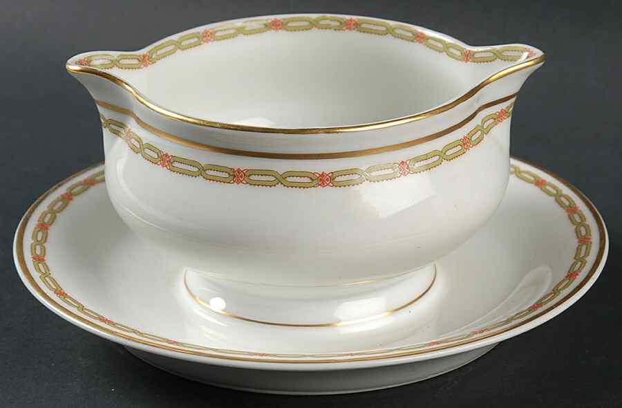 Schleiger 881 Gravy Boat with Attached Underplate by Haviland-1